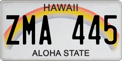 HI license plate ZMA445