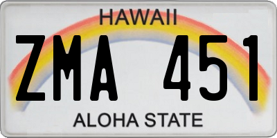 HI license plate ZMA451