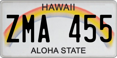 HI license plate ZMA455