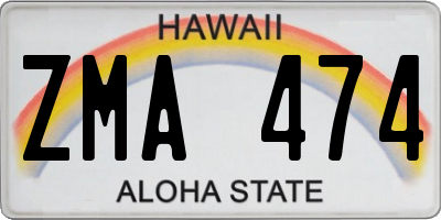 HI license plate ZMA474