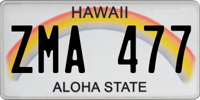 HI license plate ZMA477