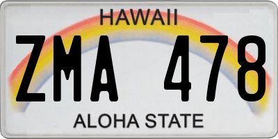 HI license plate ZMA478