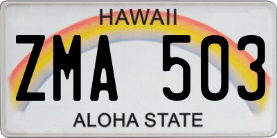 HI license plate ZMA503