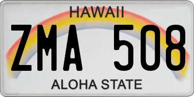 HI license plate ZMA508