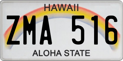 HI license plate ZMA516