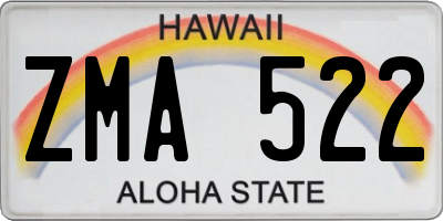 HI license plate ZMA522