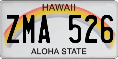 HI license plate ZMA526