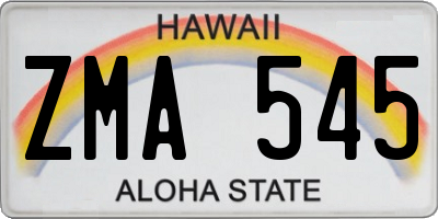 HI license plate ZMA545
