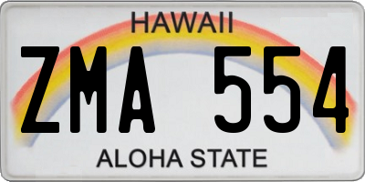HI license plate ZMA554