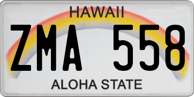 HI license plate ZMA558