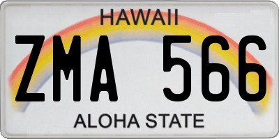 HI license plate ZMA566