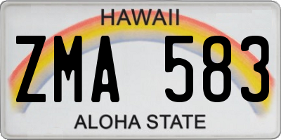 HI license plate ZMA583