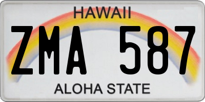HI license plate ZMA587