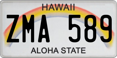 HI license plate ZMA589