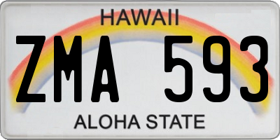 HI license plate ZMA593