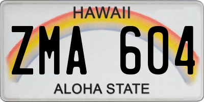 HI license plate ZMA604
