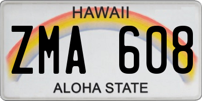 HI license plate ZMA608