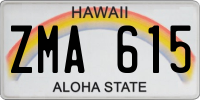 HI license plate ZMA615
