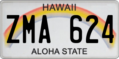 HI license plate ZMA624