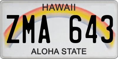 HI license plate ZMA643
