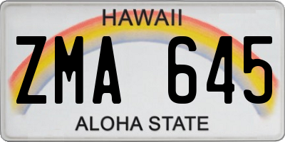 HI license plate ZMA645