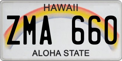 HI license plate ZMA660