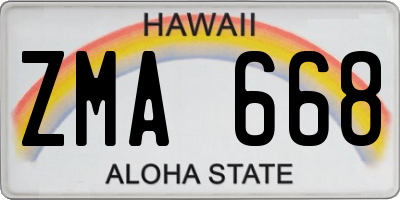 HI license plate ZMA668