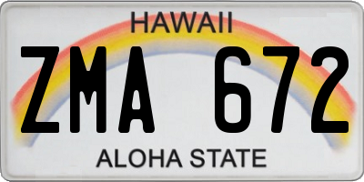 HI license plate ZMA672