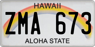 HI license plate ZMA673