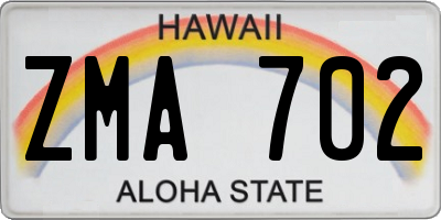 HI license plate ZMA702