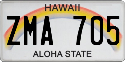 HI license plate ZMA705