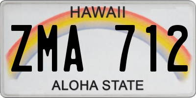 HI license plate ZMA712