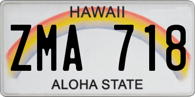 HI license plate ZMA718