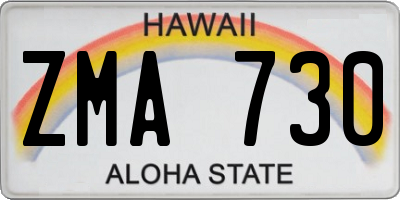 HI license plate ZMA730