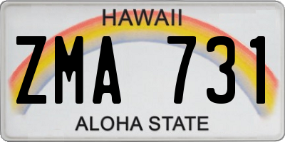 HI license plate ZMA731