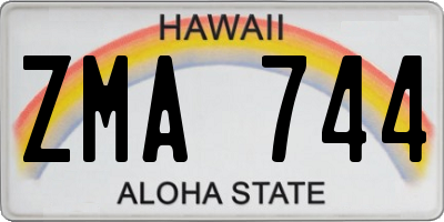 HI license plate ZMA744