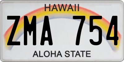 HI license plate ZMA754