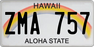 HI license plate ZMA757