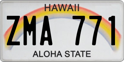 HI license plate ZMA771