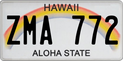 HI license plate ZMA772