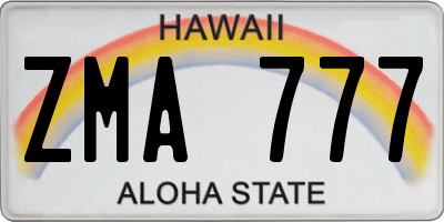 HI license plate ZMA777