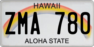 HI license plate ZMA780