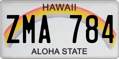 HI license plate ZMA784