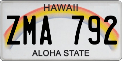 HI license plate ZMA792