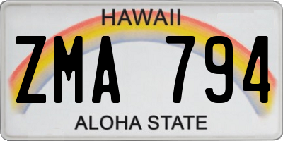 HI license plate ZMA794