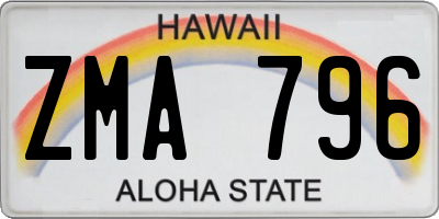 HI license plate ZMA796