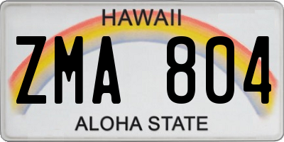 HI license plate ZMA804