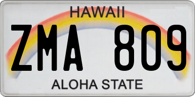 HI license plate ZMA809