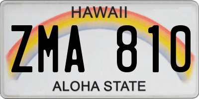 HI license plate ZMA810