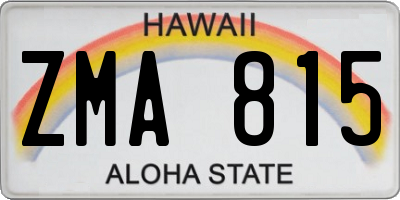 HI license plate ZMA815